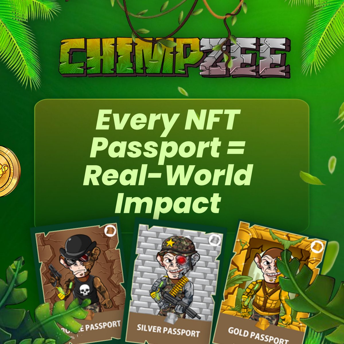 Imagine owning something digital that doesn’t just look cool but actually changes the world. 🌱

Your Chimpzee NFT Passport is more than a perk—it’s a key to action. Each one funds tree planting, rescues endangered animals, and supports climate solutions you can track on-chain.