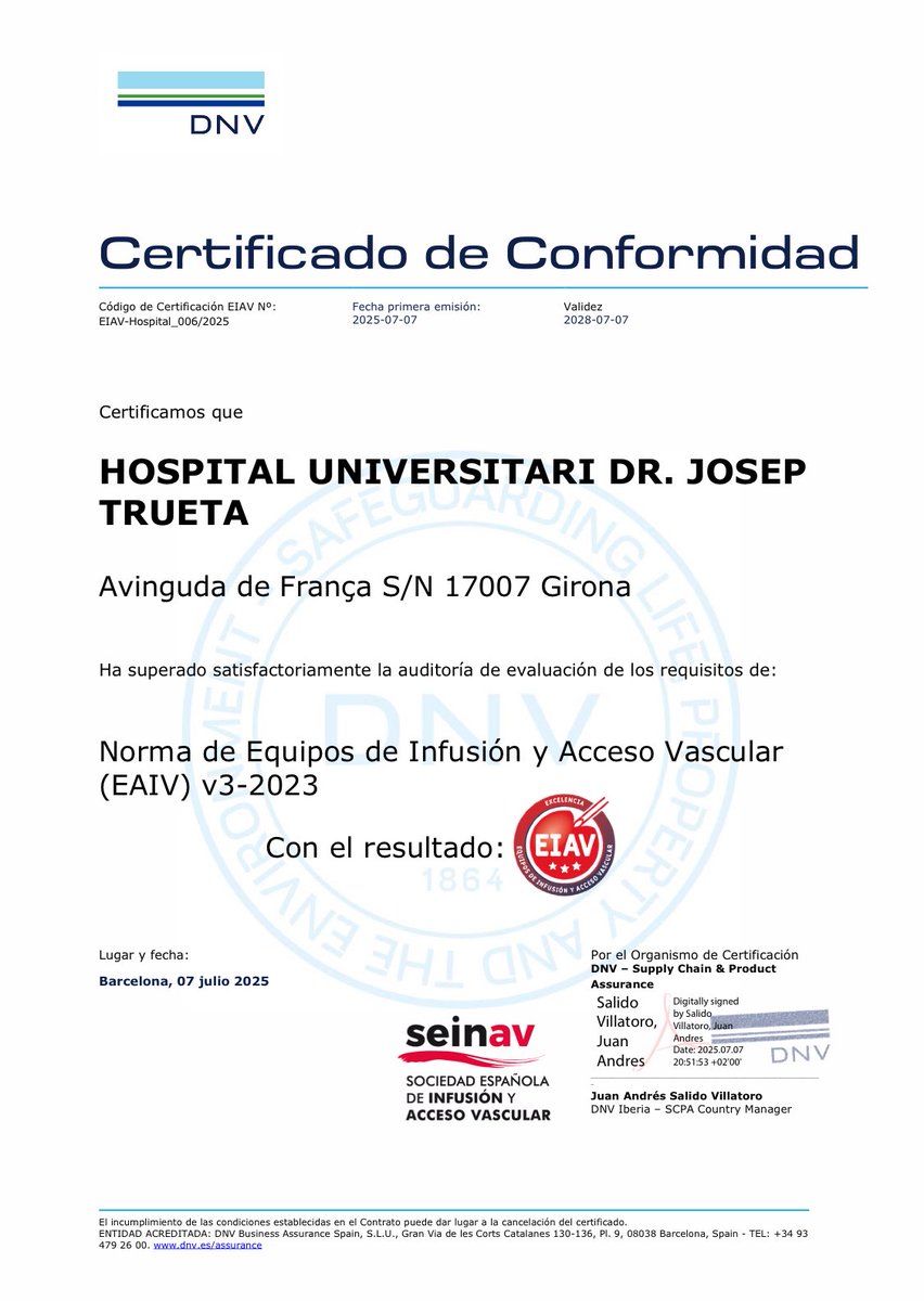 Xavier Garcia (@xavierxga) on Twitter photo Orgulloso y satisfecho de todo el trabajo hecho por el EIAV, la Unidad de Calidad y Dirección de Enfermería del <a href="/htrueta/">Hospital Trueta</a>; nos ha llevado a conseguir la acreditación según la Norma EIAV de la <a href="/SEINAV_/">Sociedad Española de Infusión y Acceso Vascular</a> con el nivel de excelencia. Gracias equipo!!! Orgulloso y satisfecho de todo el trabajo hecho por el EIAV, la Unidad de Calidad y Dirección de Enfermería del <a href="/htrueta/">Hospital Trueta</a>; nos ha llevado a conseguir la acreditación según la Norma EIAV de la <a href="/SEINAV_/">Sociedad Española de Infusión y Acceso Vascular</a> con el nivel de excelencia. Gracias equipo!!!