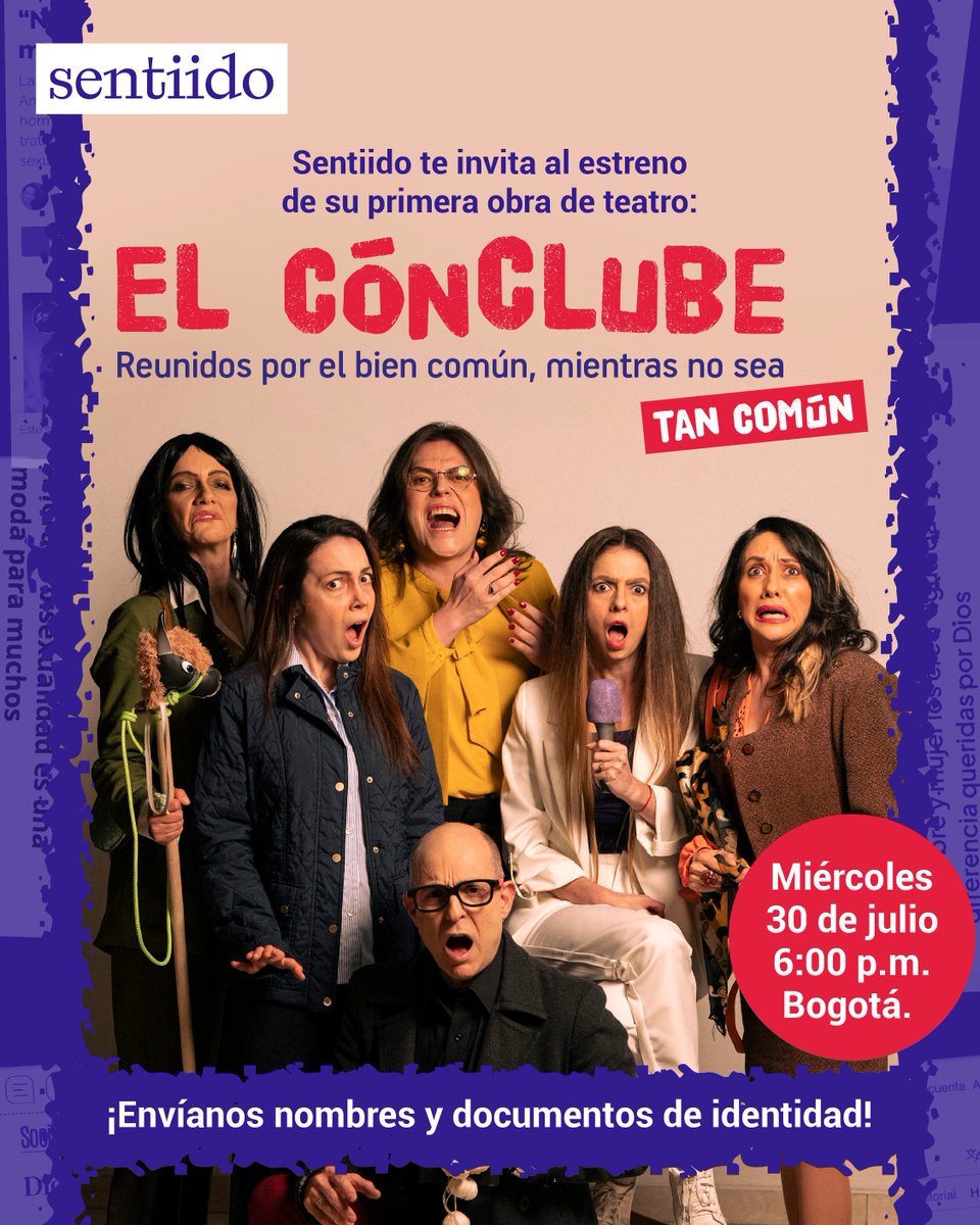Sentiido's tweet image. 🎭 Sentiido te invita al estreno de su primera obra de teatro: una puesta en escena que, con humor e ironía, revela lo absurdas que pueden ser algunas realidades que solemos asumir como “naturales” o incuestionables.
