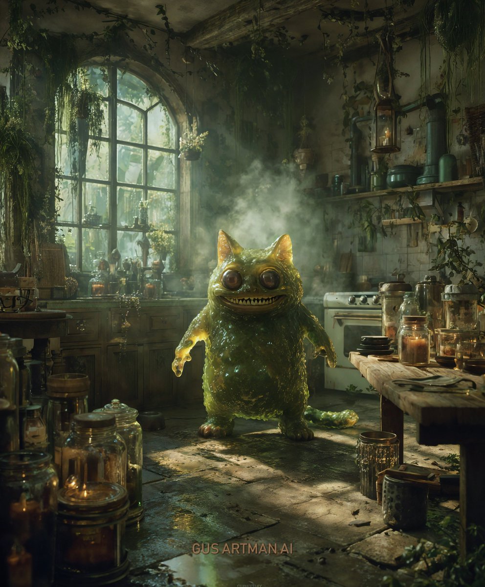 Gus_Artman_AI's tweet image. Gelatine Monster Cat
#AIart #Weird