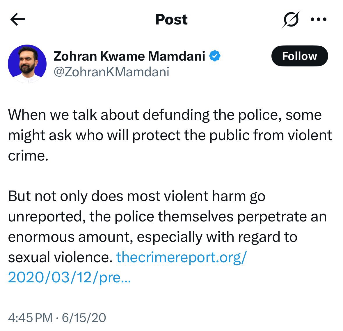 An NYPD officer was just killed defending NYC.

If elected Mayor of New York City, Zohran Mamdani will Defund the Police because according to him the NYPD are violent rapists.