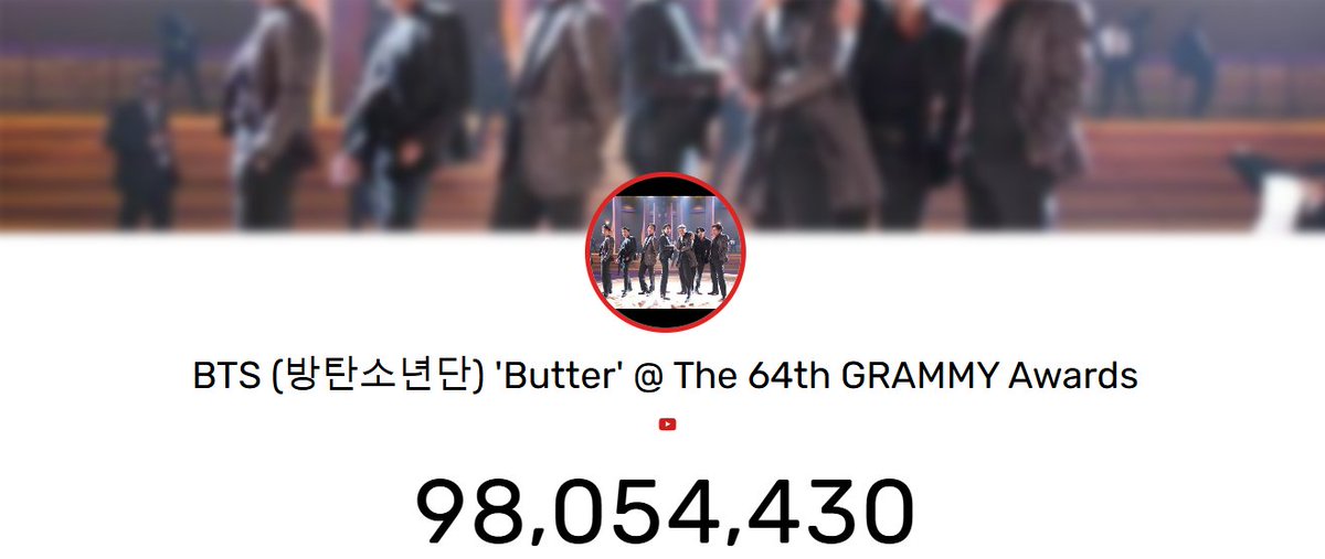 Did you know that Butter can become the second Grammy performance to reach 100M views in Youtube history

Make sure to stream it alongside Dynamite 
youtube.com/watch?v=HbkBVx…