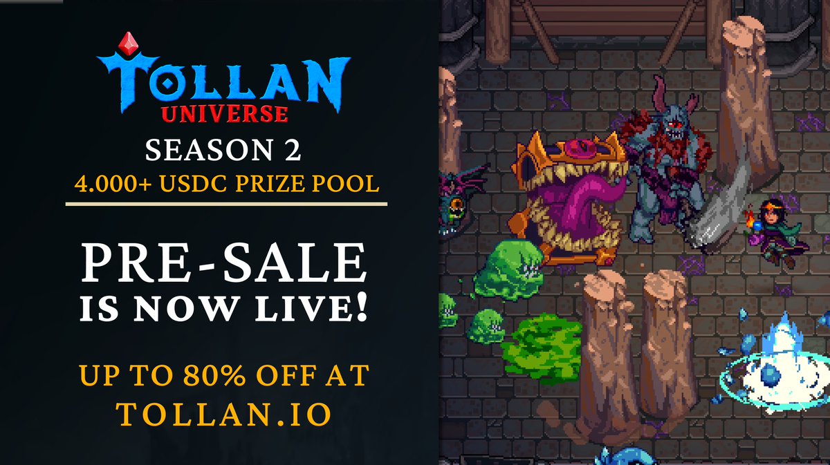 🔥 Season 2 Pre-Sale is LIVE! 🔥
Up to 80% discount for Gold Pass &amp; Crowns from now until August 1

Season 2 Prize Pool:
🏆 4000 USDC kickstart prize from Tollan directly
💰 70% of all Crown purchases go directly into the prize pool — starting now.

Here’s how to get ahead:

1.