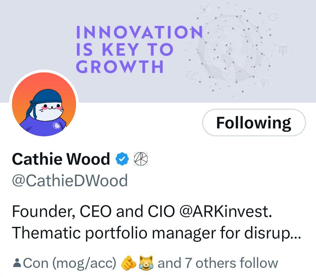 geoastramusic's tweet image. BREAKING: Cathie Wood, changes her pfp to a Sappy Seal NFT 🦭 and commits herself to create an strategic seal reserve for ARK Invest.
@SappySealsNFT
#sappyseals
#arf
