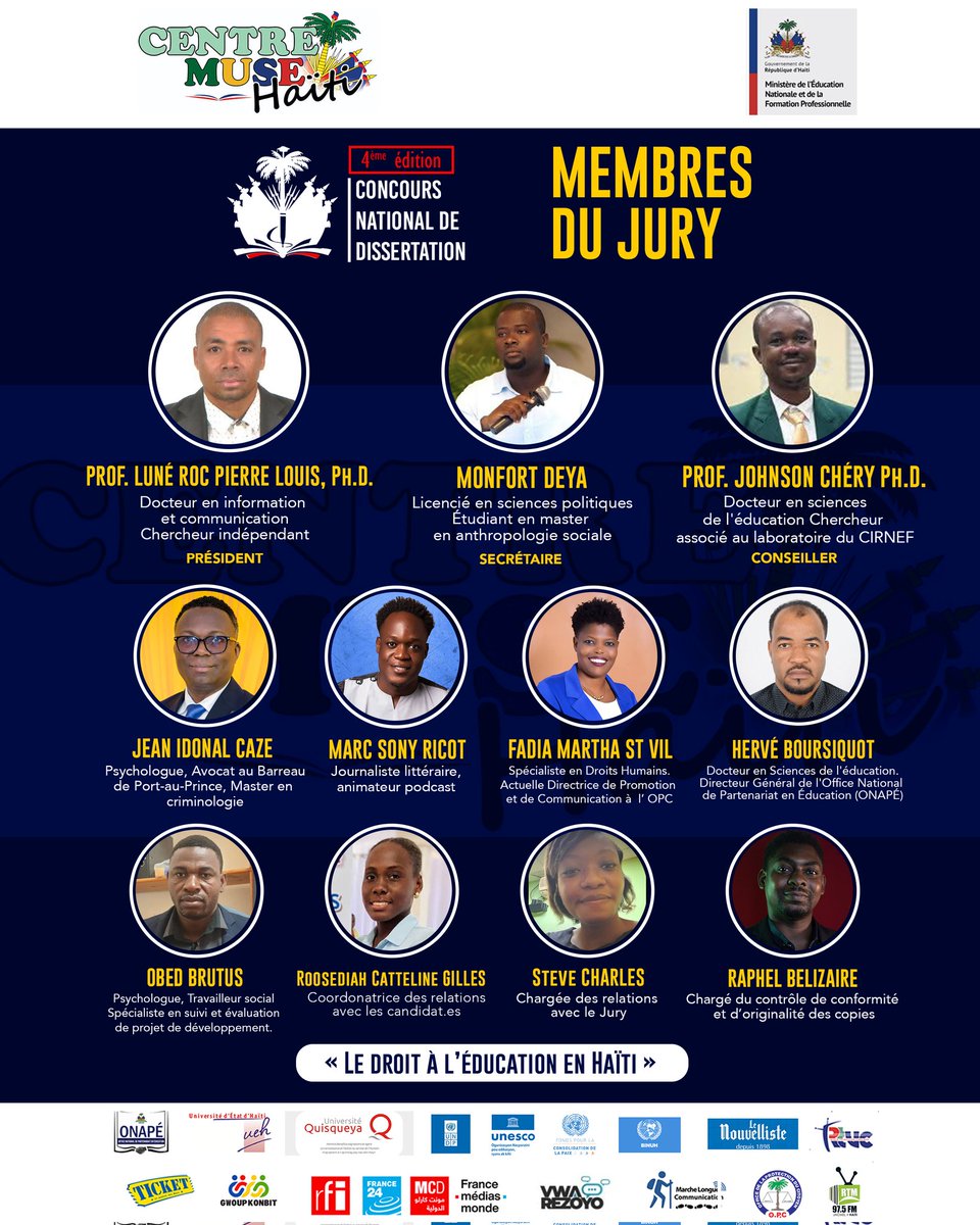 Nous avons le plaisir de vous présenter officiellement les membres du jury qui se sont chargés de l'évaluation des textes des participants.tes de la 4e édition du concours national de dissertation.

Durant plusieurs semaines, ces professionnels.lles engagés.es dans