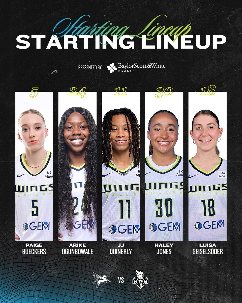 sanchezsideline's tweet image. Sanchez Sideline here, bringing you the scoop from College Park Center! Your @DallasWings starters for tonight's game against the @nyliberty on July 28, 2025:
Paige Bueckers
Arike Ogunbowale
JJ Quinerly
Haley Jones
Luisa Geiselsoder
This is going to be an exciting one! #WNBA…