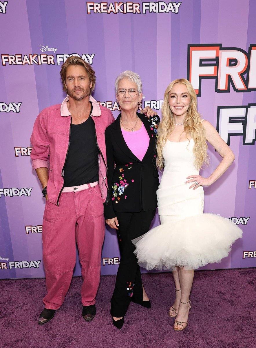 ArggLindsay's tweet image. Lindsay Lohan, Jamie Lee Curtis and Chad Michael Murray at the Freakier Friday New York Special Screening