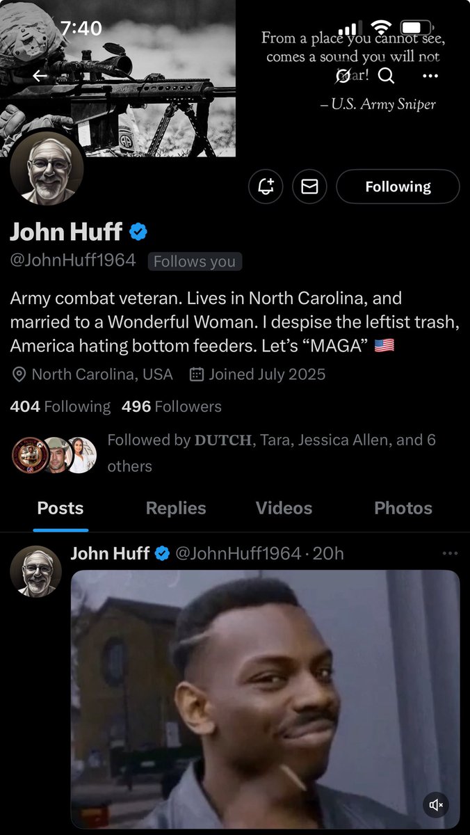 Follow my Army veteran friend I met him in the spam folder I find my best friends there. Please give him a follow for me thanks.  Let get him out of the spam folder. 

x.com/johnhuff1964?s…