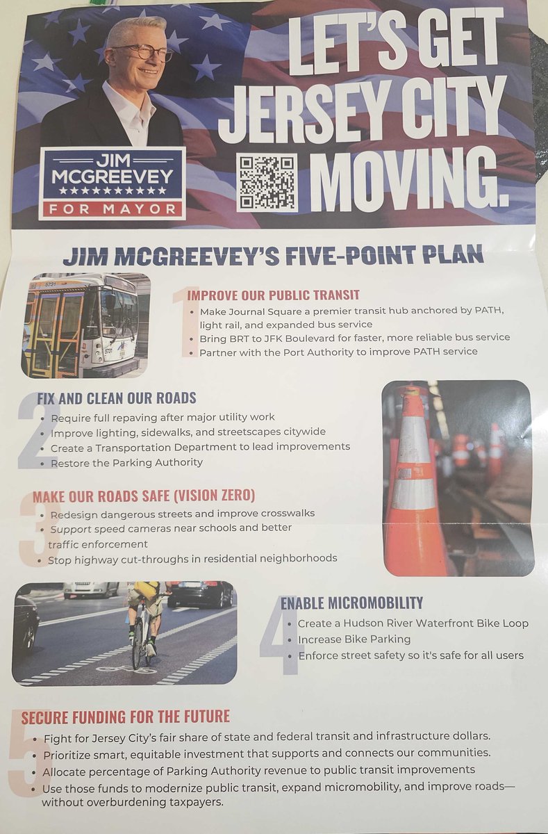 3_under_scores_'s tweet image. McGreevey calls for JFK BRT (which would take county approval, but he is county exec Craig Guy's candidate, so in theory they should have a cooperative relationship). Also calls for 20mph speed limit, speed cameras, and stopping the Turnpike widening.