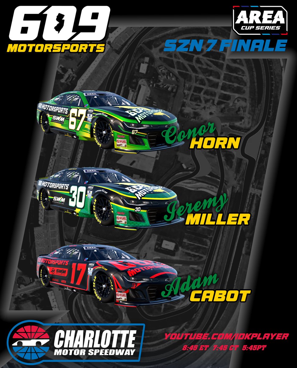 609 Motorsports (@609motorsports) on Twitter photo One more race to hold onto P2 in the team title tonight, minus <a href="/bailey_turner25/">Bailey Turner</a>
Tune in on <a href="/IdkPlayer/">Jonathan Ramos</a>’s YouTube channel or on the <a href="/AREAiRacing/">AREA iRacing</a> twitch channel now! One more race to hold onto P2 in the team title tonight, minus <a href="/bailey_turner25/">Bailey Turner</a>
Tune in on <a href="/IdkPlayer/">Jonathan Ramos</a>’s YouTube channel or on the <a href="/AREAiRacing/">AREA iRacing</a> twitch channel now!