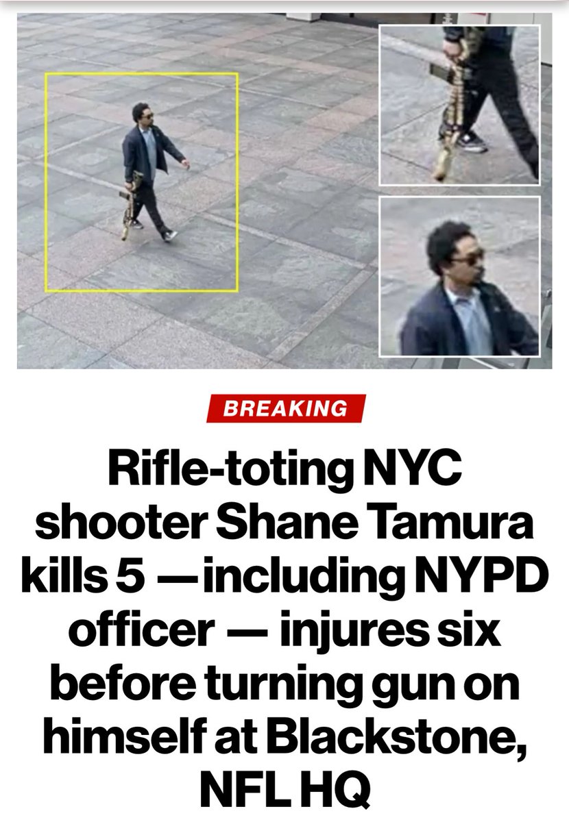 Nvr4Get91101's tweet image. NYC shooter Shane Tamura kills 5 —including police officer who was working off duty — injures six before turning gun on himself at Blackstone, NFL HQ