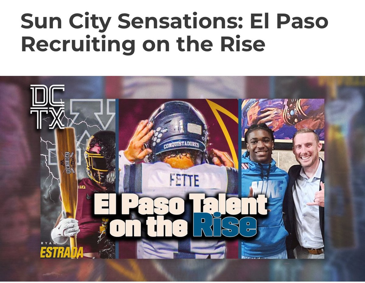 DaveonSingleton's tweet image. Thanks @GPowersScout and @dctf for recognizing Sun City Sensations: El Paso Recruiting on the Rise youtu.be/6IoPSooKzzs?si… via @YouTube @ChapinHuskiesFB #2025seasonloading @UTEPFB