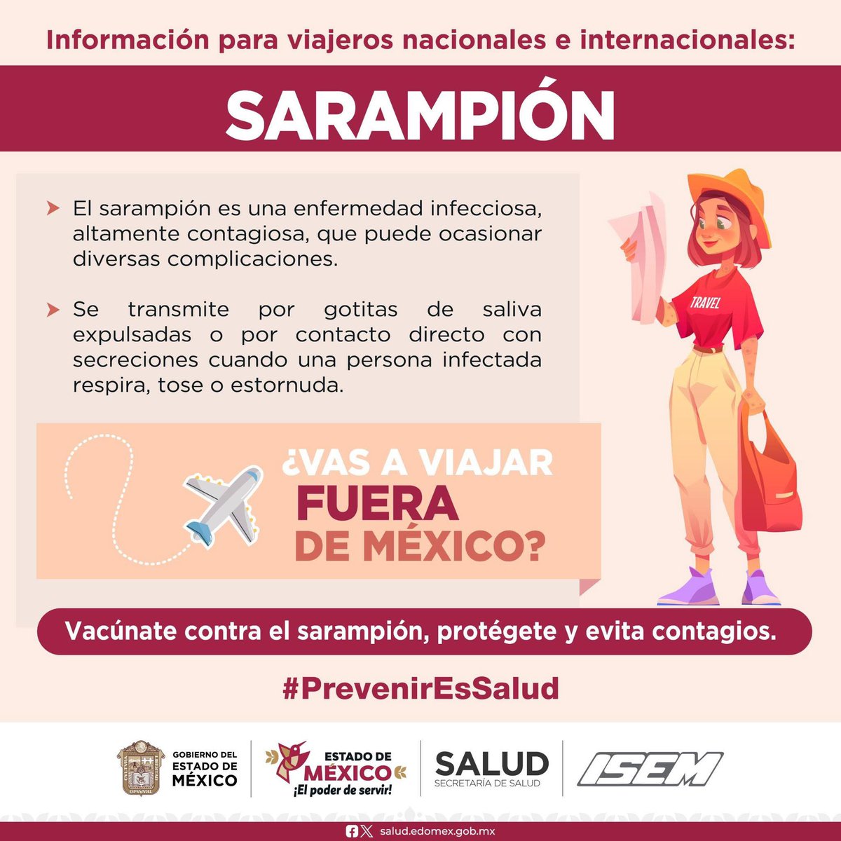 #Sarampión | Si al regresar de un viaje presentas algún signo o síntoma, acude a la unidad de salud más cercana y lleva tu Cartilla Nacional de Salud.
#PreveniEsSalud