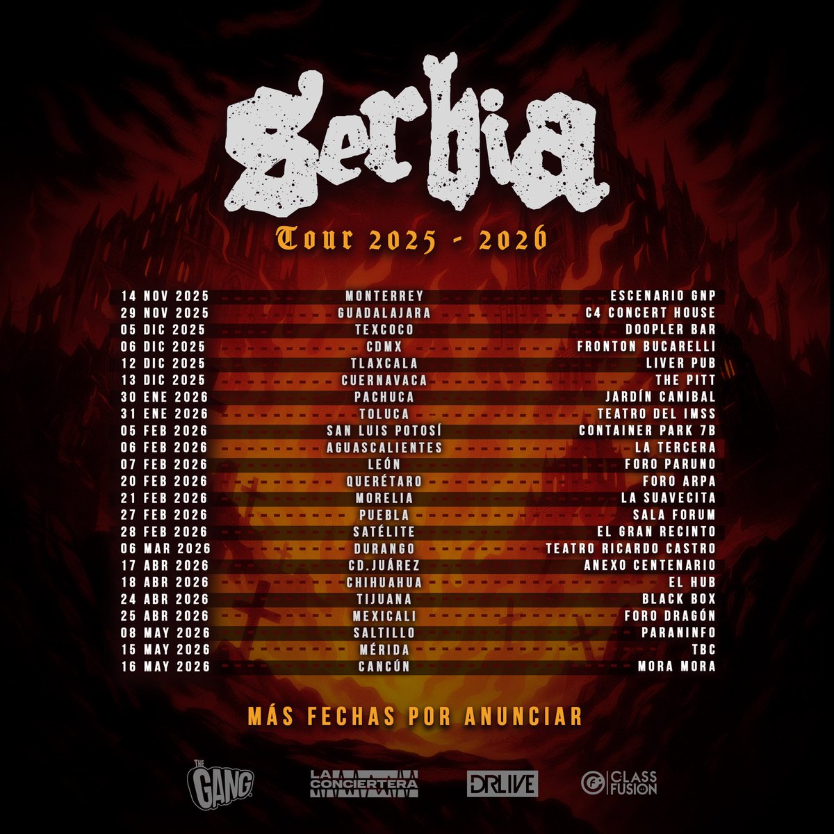 Serbia_Mx's tweet photo. ¡FANTASMAS! Les presentamos parte del tour 2025/2026 ❤️‍🔥✨
Los boletos estarán disponibles a partir del lunes 4 de agosto, 12 pm. 🫰🏻

¿En qué ciudad nos vemos? https://t.co/2D8tqJARhZ