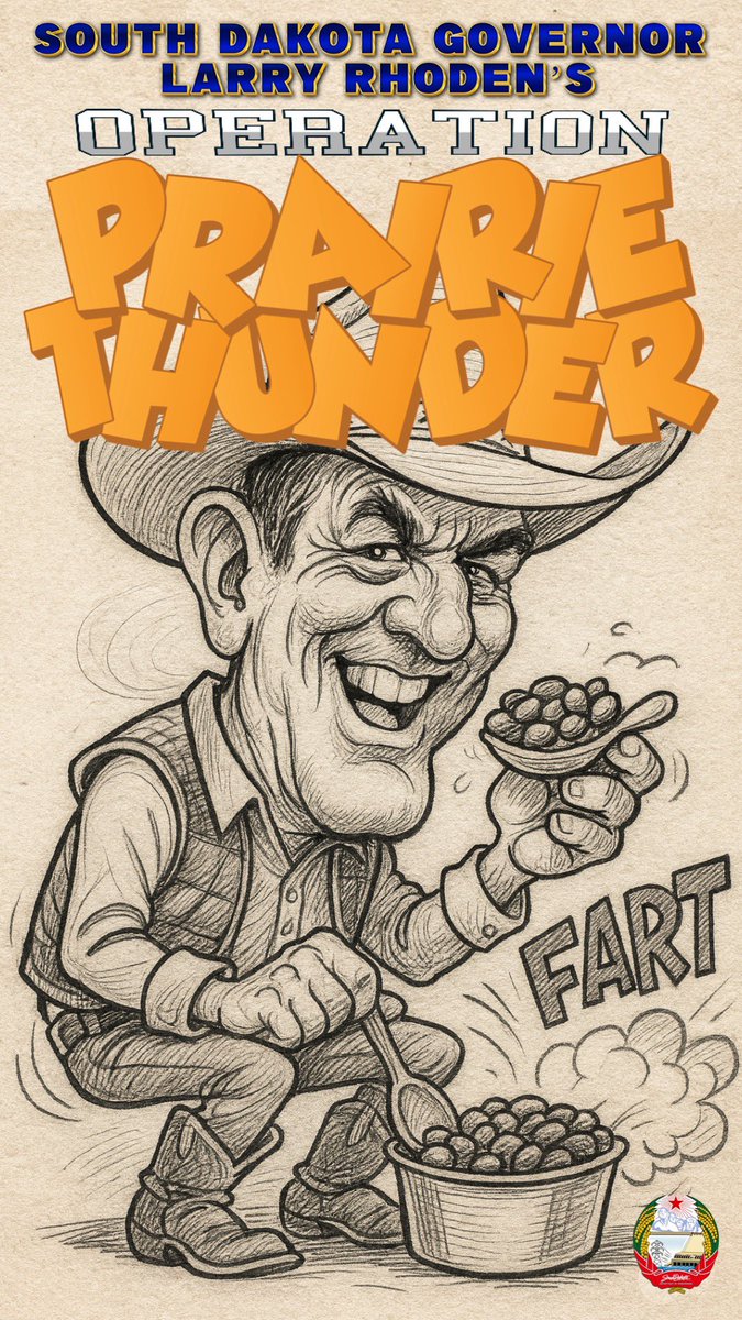 SoDakTruth's tweet image. Operation: Prairie Thunder (basically saturation patrols targeting non white people in east river South Dakota Island behalf of ICE) was announced to much fan fare by our cosplay cowboy governor. Wonder if that means our cops will start wearing masks now…
