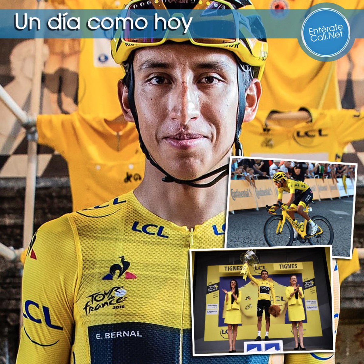 EnterateCali's tweet image. #UnDiaComoHoy 28 de julio, PERO de 2019 El ciclista colombianos, Egan Bernal ganaba el Tour de Francia. 🎉🇨🇴🚴🏼💨
