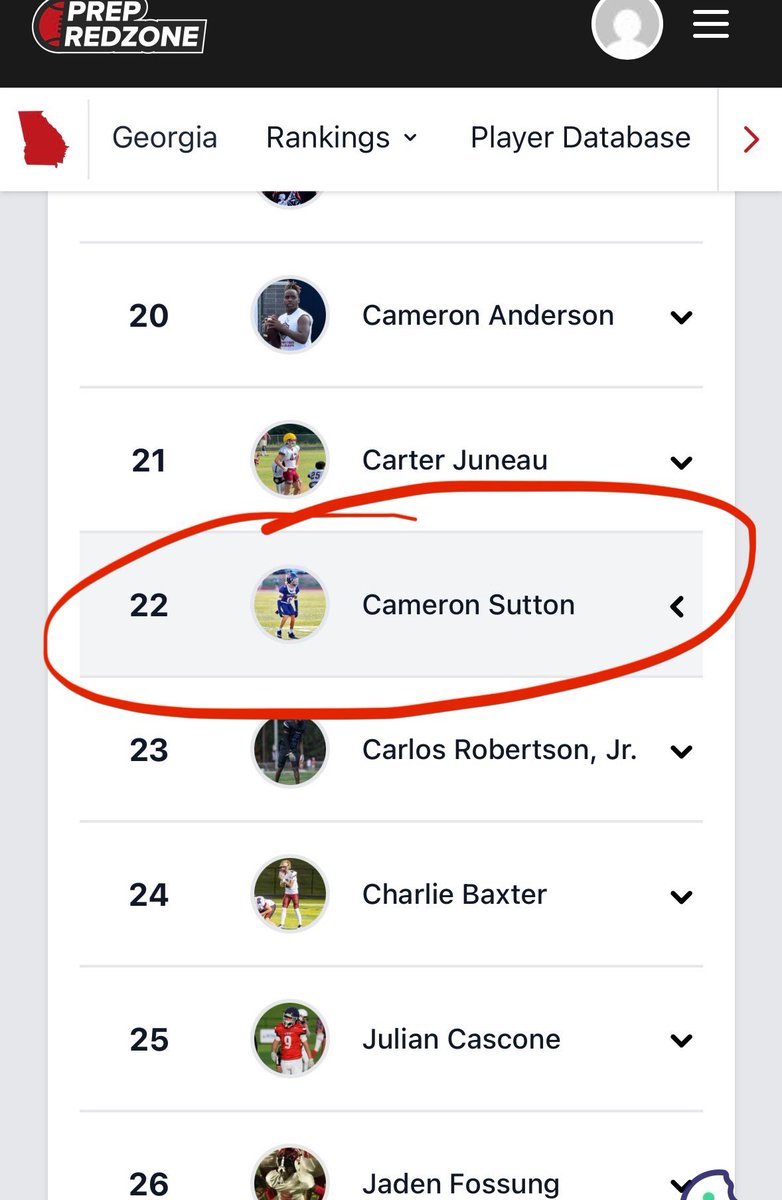Cameron Sutton (@cam_sutton8) on Twitter photo Blessed to be ranked #3 2029 DB in the State of Georgia and #22 overall football player by <a href="/PrepRedzone/">Prep Redzone 🏈</a>.
<a href="/RustyMansell_/">Rusty Mansell</a> <a href="/ChadSimmons_/">ChadSimmons</a> <a href="/MattDeBary/">Matt DeBary</a> <a href="/__AustinButler/">AB</a> <a href="/EliseMinor/">Elise Benton</a> <a href="/AlPopsFootball/">𝐀𝐋 𝐏𝐨𝐩𝐬</a> <a href="/JulianColvard/">Julian I. Colvard</a> <a href="/CoachKent41/">Clinton Kent</a> <a href="/PisgahFootball/">Mount Pisgah Football</a> <a href="/Coach_BWatkins/">Brad Watkins</a> <a href="/johnmhurst/">John Hurst</a> <a href="/J_OConnor12/">Coach O</a> Blessed to be ranked #3 2029 DB in the State of Georgia and #22 overall football player by <a href="/PrepRedzone/">Prep Redzone 🏈</a>.
<a href="/RustyMansell_/">Rusty Mansell</a> <a href="/ChadSimmons_/">ChadSimmons</a> <a href="/MattDeBary/">Matt DeBary</a> <a href="/__AustinButler/">AB</a> <a href="/EliseMinor/">Elise Benton</a> <a href="/AlPopsFootball/">𝐀𝐋 𝐏𝐨𝐩𝐬</a> <a href="/JulianColvard/">Julian I. Colvard</a> <a href="/CoachKent41/">Clinton Kent</a> <a href="/PisgahFootball/">Mount Pisgah Football</a> <a href="/Coach_BWatkins/">Brad Watkins</a> <a href="/johnmhurst/">John Hurst</a> <a href="/J_OConnor12/">Coach O</a>