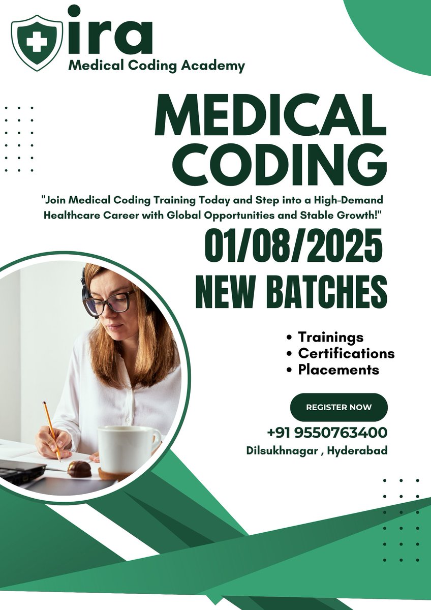 IraCoding's tweet image. IRA MEDICAL CODING ACADEMY
Unlock Global Job Opportunities with Professional Medical Coding Training at IRA Medical Coding Academy.
#IRAMedicalCodingAcademy
#MedicalCodingTraining
#JoinMedicalCoding
#MedicalCodingCareer
#BestMedicalCodingInstitute
#MedicalCodingCourses