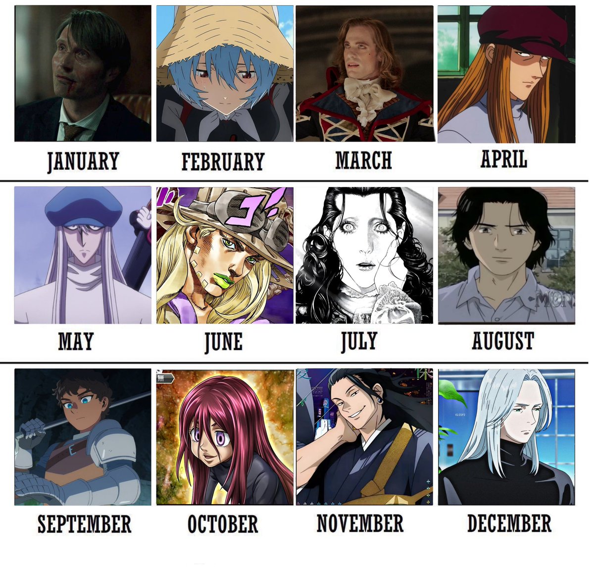 loustatg's tweet image. Your birth month=my favorite character 

Roubei da mary