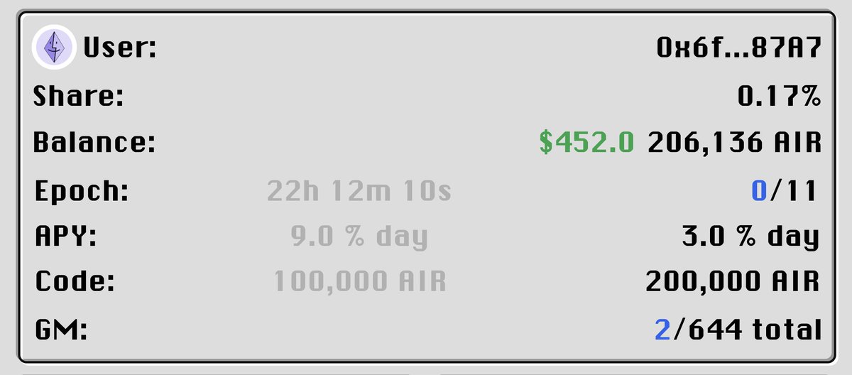 Still early to catch <a href="/Ethereum_OS/">Eth OS</a>. You must not miss

What to do,

Go to their website on their bio, you'll need a code, and this is how u can get it 

Post on X → earn $AIR
Quote = 0.5 code
Post = 1 code
Thread = 2 codes

No mint. No payment. 100% on-chain, just farm and claim.