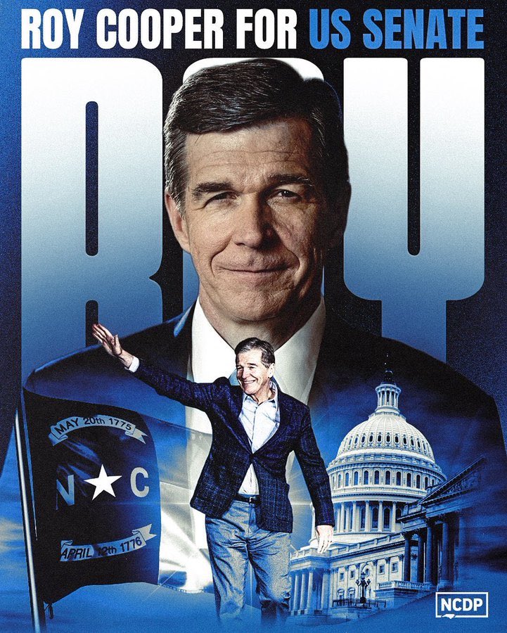 #Resist #CombatTrumpism #WinTheVote26 #VoteBlue #wtpBLUE WE THE PEOPLE wtp2807
 
Amazing news coming out of North Carolina! FormerGovernor Roy Cooper is running to be the next US Senator. Cooper is an excellent candidate to take on Republican candidate Michael Whatley, who is