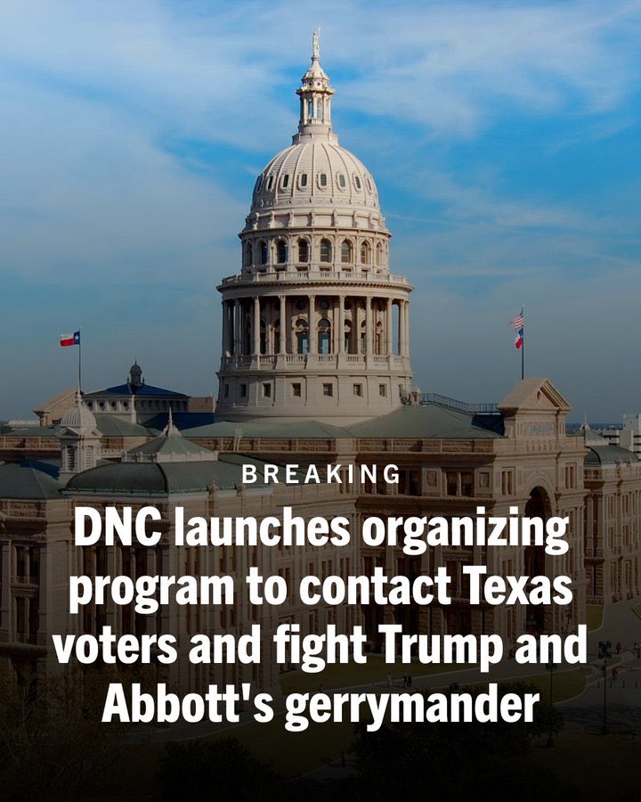 #Resist #CombatTrumpism #WinTheVote26 #VoteBlue #wtpBLUE WE THE PEOPLE wtp2808
 
The DNC is activating 30,000 volunteer organizers to Texas to get the word out about Gov. Abbott’s and Republicans’ gerrymandering scheme. Instead of focusing on much needed flood relief, Texas