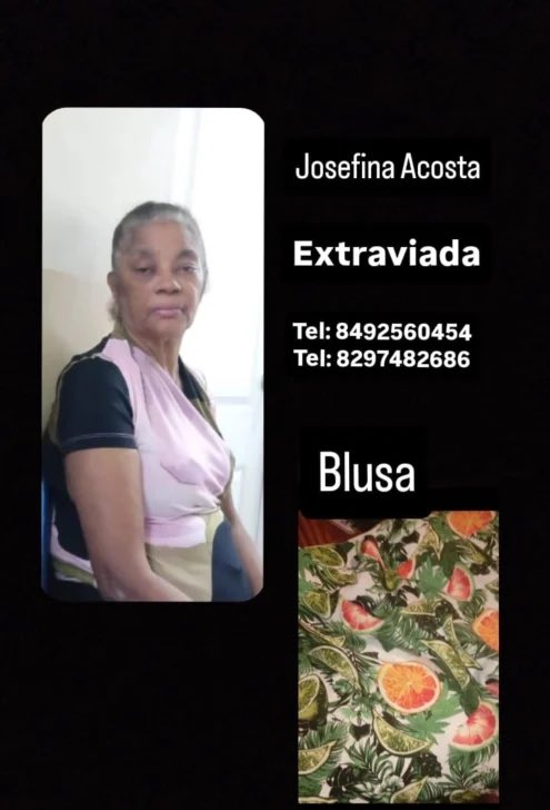 acentodiario's tweet image. Desde este lunes se encuentra extraviada la señora Josefina Acosta. La familia ruega y agradece cualquier dato que se tenga de ella, quien sufre de alzheimer.
Más en acento.com.do/actualidad/bus… #Acento