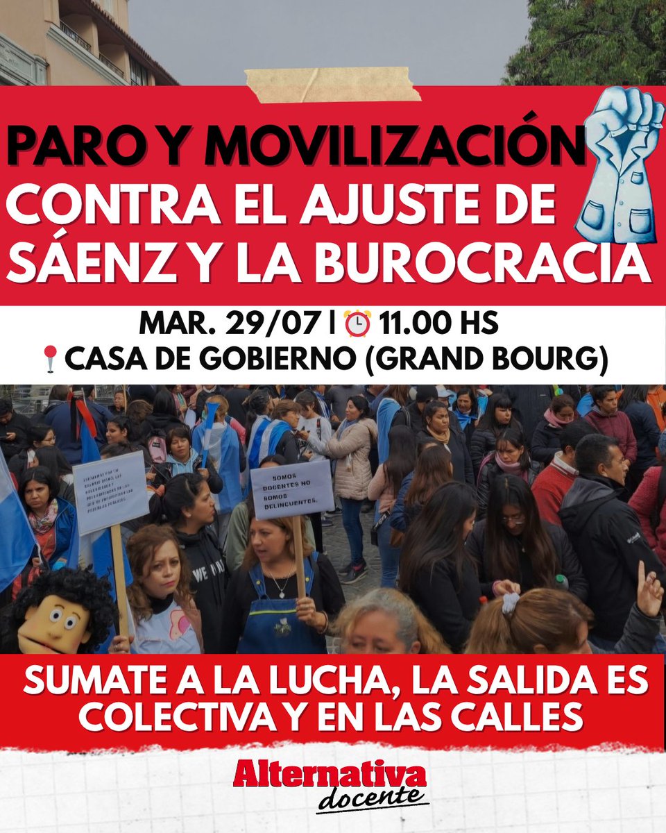 Mañana nos haganos sentir en Casa de Gobierno!
En el marco del paro docente autoconvocado por 48hs salimos a las calles.
Pueblo escucha únete a la lucha! ✊🏼