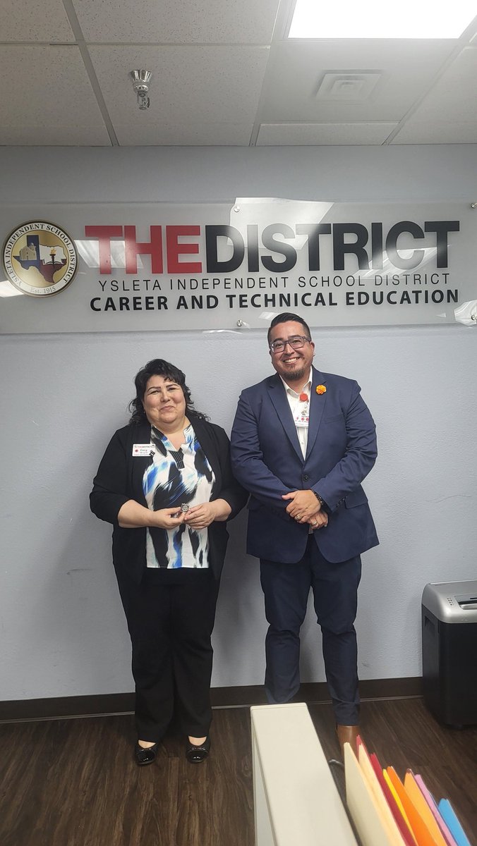 Thank you Mrs.
 De La O &amp; Mr. Valdez for your 15 years of service! <a href="/YsletaISDCTE/">Ysleta ISD CTE</a>