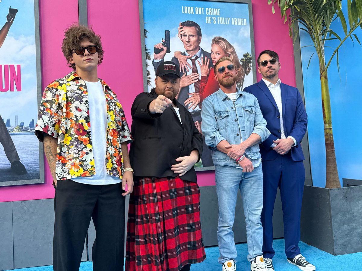 AEW's tweet image. The stars are out for the @NakedGunMovie!

Stars of the #NakedGun Liam Neeson and Paul Walter Hauser celebrated the movie's premiere with @730hook, @SexyChuckieT and @orangecassidy – plus an @alyankovic sighting!