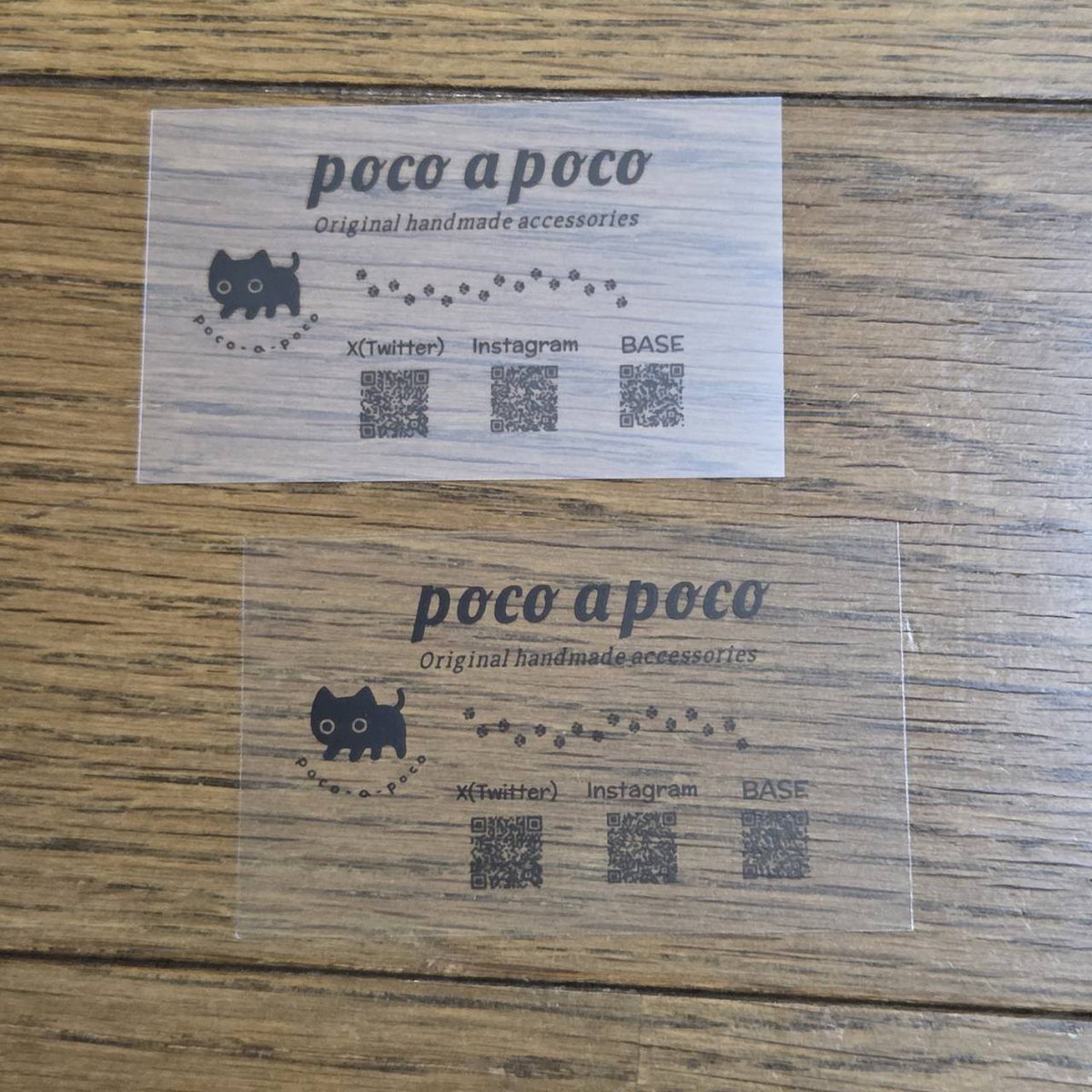 poco_a_poco8's tweet image. 先日もチラっとお話しましたが…
ショップカードに使用していた半透明の用紙が生産終了になりまして…
透明の用紙に変更したのですが、それもまた生産終了らしく…😱
自力での印刷ができなくなってしまいました💦
仕方がないので今、業者さんに印刷をお願いしようと色々問い合わせしております。…