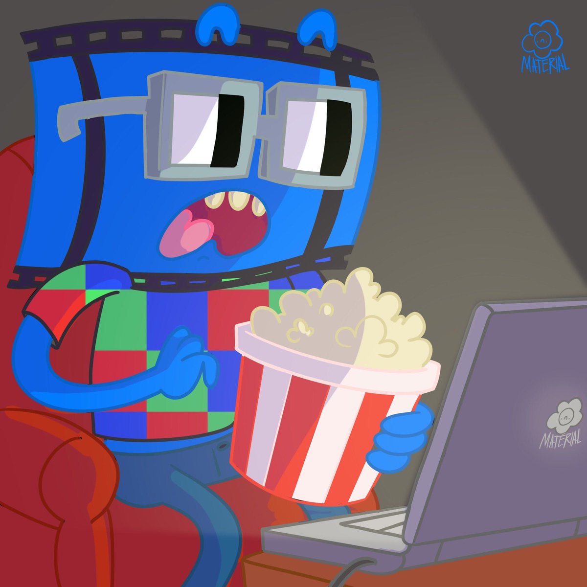 Noun 1595 watching a horror flick🍿😨 <a href="/nounsdao/">Nouns.eth</a>