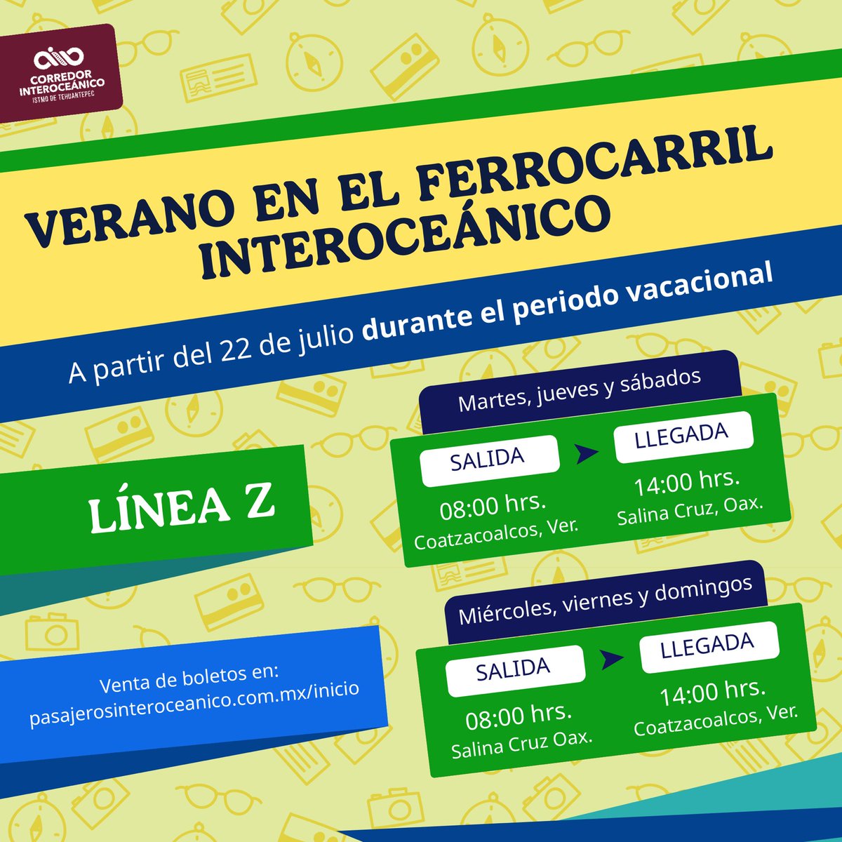Corredor Interoceánico (@ciit_mx) on Twitter photo Ya se siente el #verano y es momento de organizar tu viaje en el <a href="/ferroistmo/">Ferrocarril del Istmo de Tehuantepec S.A. de C.V.</a>.
Consulta las corridas: pasajerosinteroceanico.com.mx/inicio ☀️⛱️
#CIIT #Interoceánico #CorredorInteroceánico #Marina #Viajes #Aventura #Turismo #Mexico Ya se siente el #verano y es momento de organizar tu viaje en el <a href="/ferroistmo/">Ferrocarril del Istmo de Tehuantepec S.A. de C.V.</a>.
Consulta las corridas: pasajerosinteroceanico.com.mx/inicio ☀️⛱️
#CIIT #Interoceánico #CorredorInteroceánico #Marina #Viajes #Aventura #Turismo #Mexico