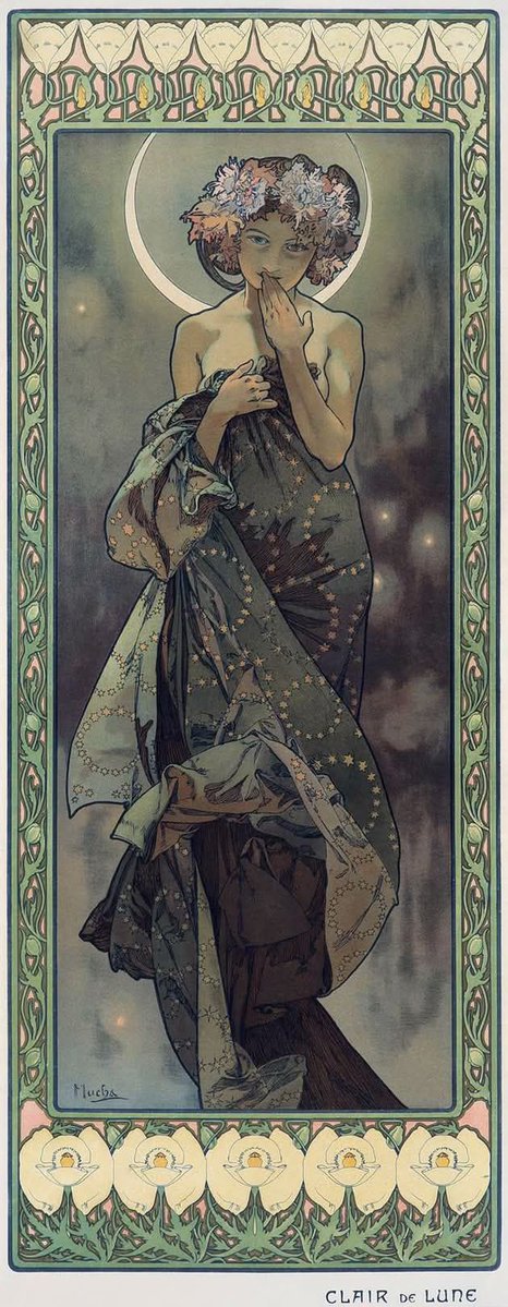 dreamerbook's tweet image. &apos;Moonlight&apos; Alphonse Mucha, 1902