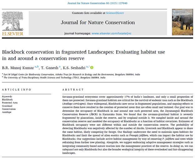 Hot off the press!
We studied Blackbucks at the Jayamangali Blackbuck Conservation Reserve. Lots of unsurprising findings
Read on. 
#conservation #salmankhan #blackbuck #grasslands #mammals