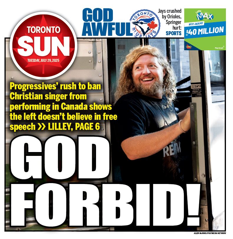 GOD FORBID!: Progressives' rush to ban Christian singer from performing in Canada shows the left doesn't believe in free speech
Via <a href="/brianlilley/">Brian Lilley</a> 
torontosun.com/opinion/column…