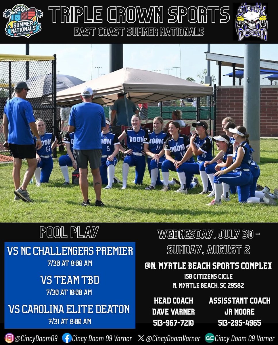 Cincy Doom 09 Varner (@cincydoomvarner) on Twitter photo Last tournament of the summer starting on Wednesday <a href="/triplecrownspts/">Triple Crown Sports</a> East Coast Summer Nationals in Myrtle Beach. Can’t wait to watch these young ladies compete. <a href="/CoastRecruitsSB/">Coast Recruits 🥎</a> <a href="/SBRRetweets/">Softball Recruiting Reposts</a> <a href="/CollegeBDJocks/">College Bound Jocks</a> <a href="/ExtraInningSB/">EXTRA INNING SOFTBALL</a> <a href="/SoftballDown/">Down South Softball</a> <a href="/DirectRecruits/">Direct Recruits</a> Last tournament of the summer starting on Wednesday <a href="/triplecrownspts/">Triple Crown Sports</a> East Coast Summer Nationals in Myrtle Beach. Can’t wait to watch these young ladies compete. <a href="/CoastRecruitsSB/">Coast Recruits 🥎</a> <a href="/SBRRetweets/">Softball Recruiting Reposts</a> <a href="/CollegeBDJocks/">College Bound Jocks</a> <a href="/ExtraInningSB/">EXTRA INNING SOFTBALL</a> <a href="/SoftballDown/">Down South Softball</a> <a href="/DirectRecruits/">Direct Recruits</a>