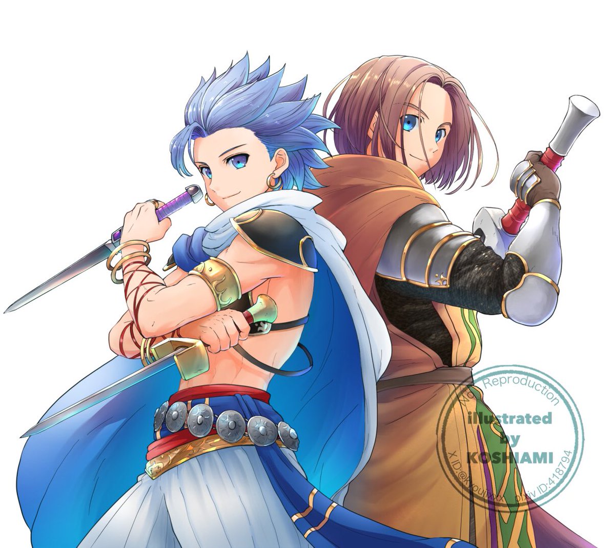 kyoujixxx's tweet image. コラージュ絵、無事に公開されたので提出したもの載せます。
イチャイチャな素敵しゅかみゅに囲まれる中、バディ感強めな二人を描きますた。