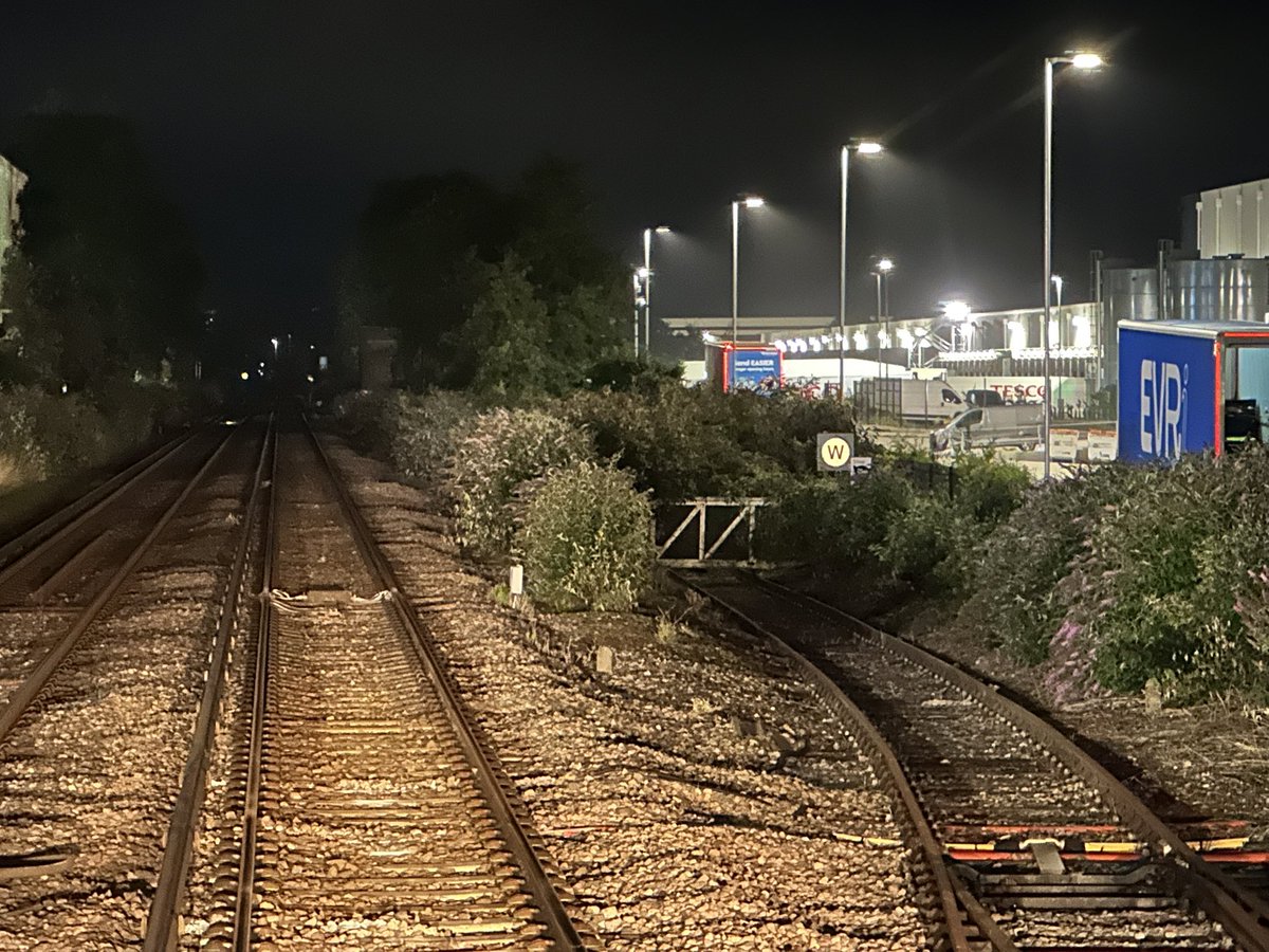 A night in New Hythe. Sadly the station building with its lovely streamline moderne architecture is long out of use.

One wonders when the last train in and out of Brookgate Siding was!

<a href="/ColasRailUK/">Colas Rail UK</a> <a href="/NetworkRailSE/">Network Rail Kent & Sussex</a> <a href="/Se_Railway/">Southeastern</a>