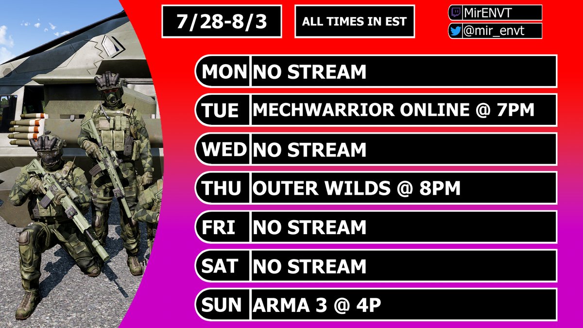Heya heya! Late night post but here's the stream schedule for this week!

#Vtuber #ENVtuber #Hellhound