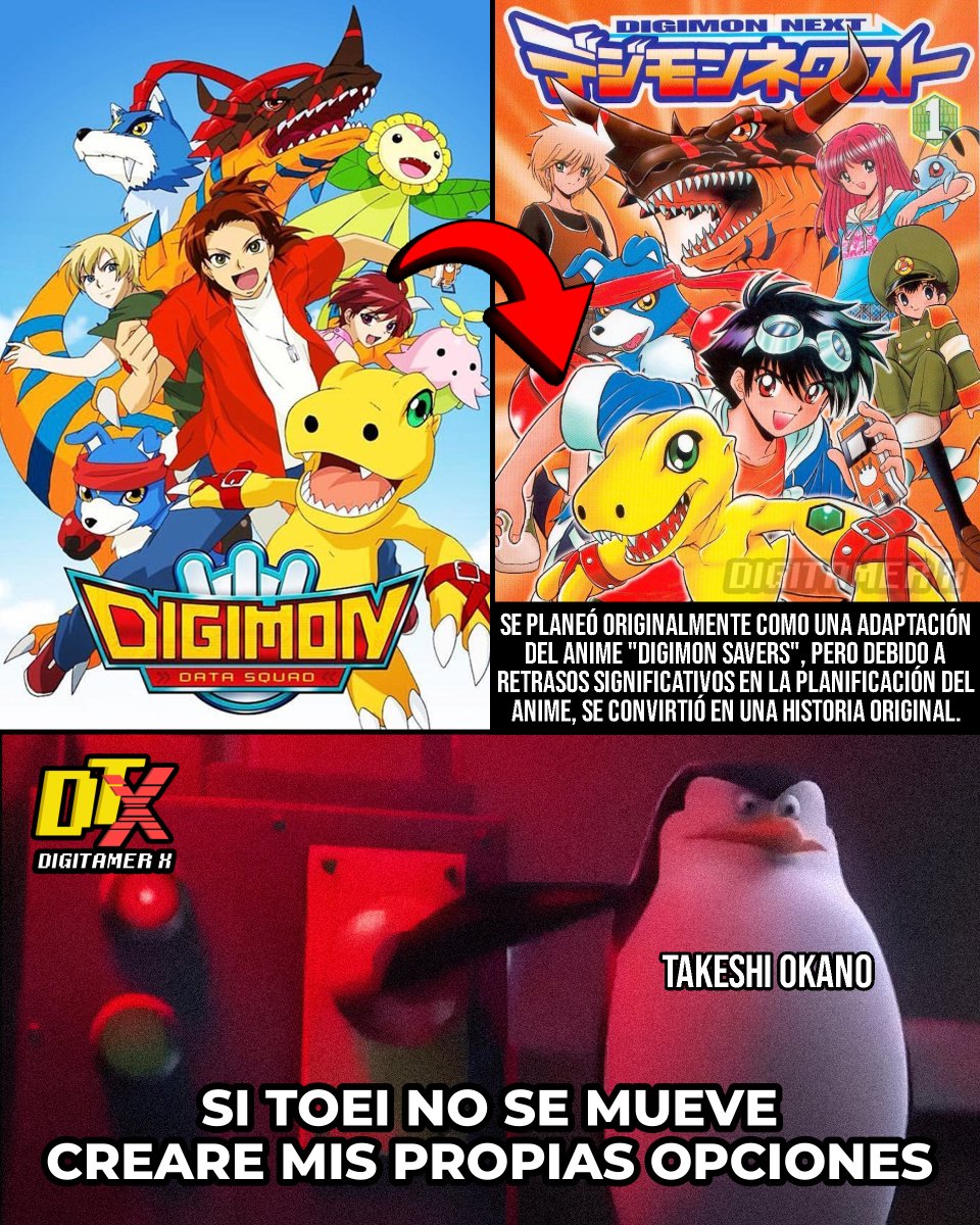 DigitamerX's tweet image. ❗ #DatosDigimon Random hasta que consiga novia #44

¿Sabías que #DigimonNext originalmente no iba a tener historia propia? 🤯

🌐 Entre el año 2005 y 2006, #Digimon iniciaba una nueva era. La revista V-Jump volvió a darle foco a la franquicia tras años de ausencia
#DigimonSavers