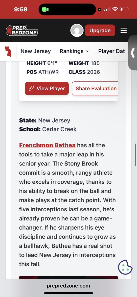 Thankyou <a href="/PrepRedzoneNJ/">Prep Redzone New Jersey</a> for Predicting NJ’s 2025-2026 Interceptions Leader one thing tho I had 7 Interceptions