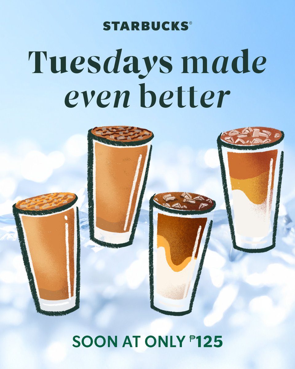 Tuesdays just got cooler. ❄️✨

Get ready to sip new iced drinks for only ₱125 this August. Any guesses which ones will be pouring in every Tuesday? 👀