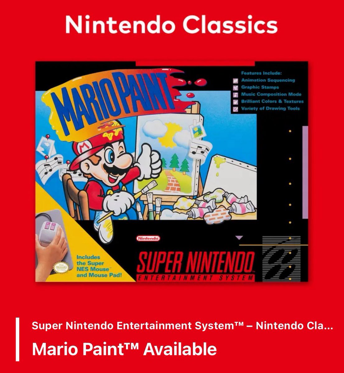 ans_critico's tweet image. Ya está disponible Mario Paint en Switch Online y puedes utilizar el ratón ❤️