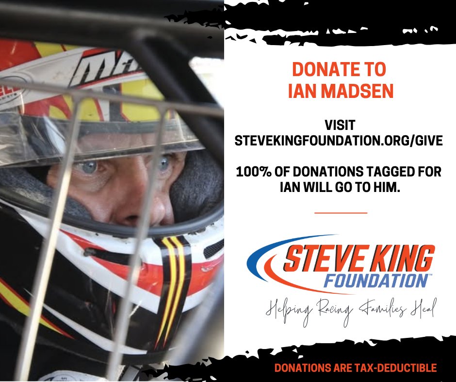 SteveKingFoundation (@stevekingfdn) on Twitter photo Donate to Ian - Ian Madsen was recently injured while racing at <a href="/knoxvilleraces/">Knoxville Raceway</a>. Please consider donating to help with his medical expenses and recovery efforts.
Donate now: stevekingfoundation.org/give/
<a href="/WadeAunger/">Wade Aunger</a> <a href="/TKSMotorsports/">TKS Motorsports</a> <a href="/SprintCarNews/">SprintCarNews.com</a>
#helpingracingfamiliesheal Donate to Ian - Ian Madsen was recently injured while racing at <a href="/knoxvilleraces/">Knoxville Raceway</a>. Please consider donating to help with his medical expenses and recovery efforts.
Donate now: stevekingfoundation.org/give/
<a href="/WadeAunger/">Wade Aunger</a> <a href="/TKSMotorsports/">TKS Motorsports</a> <a href="/SprintCarNews/">SprintCarNews.com</a>
#helpingracingfamiliesheal