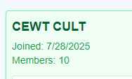 CewtsCult's tweet image. Which 10 person mining pool on @Tab_Coin is going to out hash us?
Any other communities gonna make a run for the top?