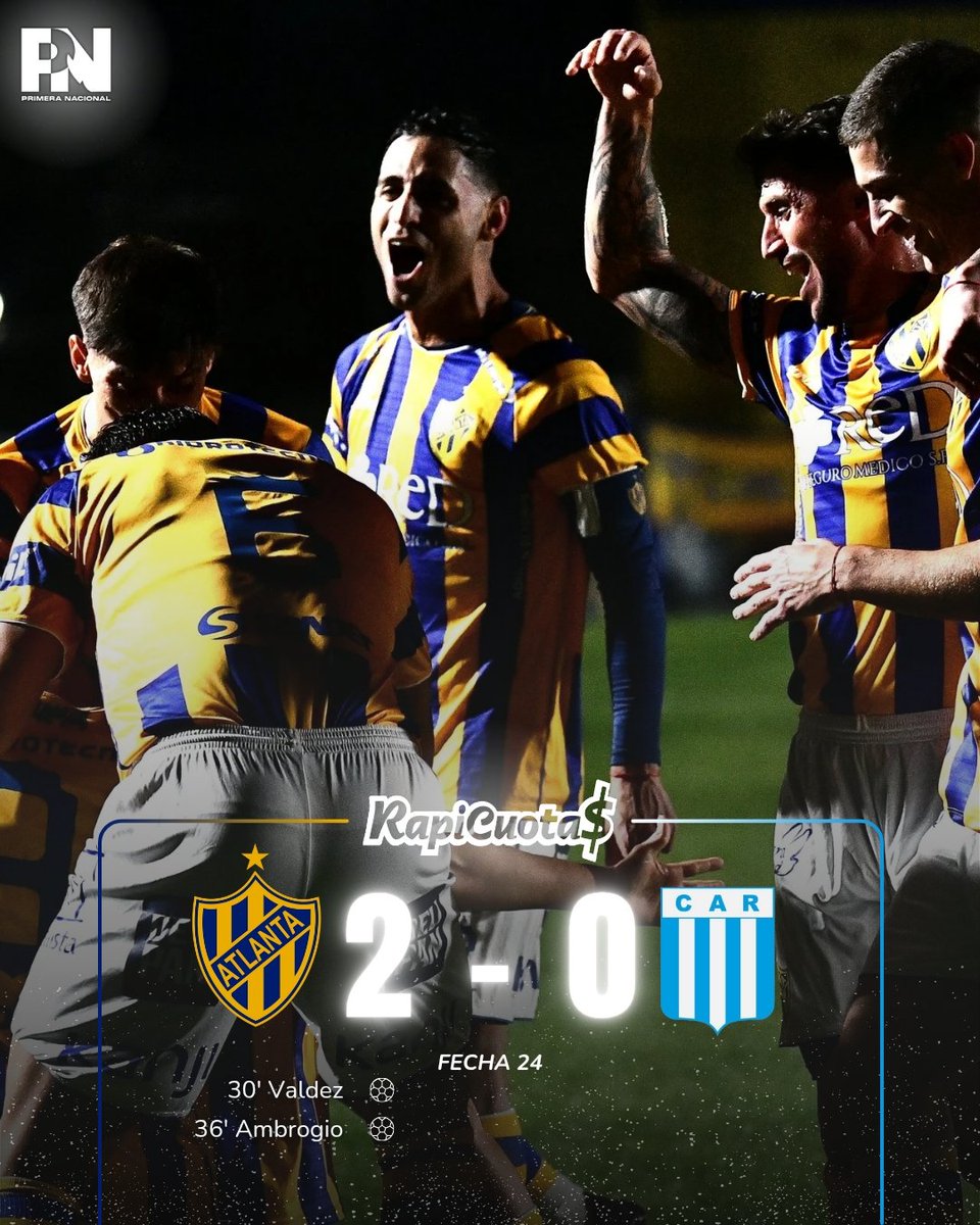 Primeranaciona's tweet image. 💪🏼💥 ATLANTA PUNTERO
Atlanta 2-0 Racing (C)
El Bohemio hizo los deberes en Villa Crespo y se quedó con los tres puntos para quedar como único líder de la Zona A.