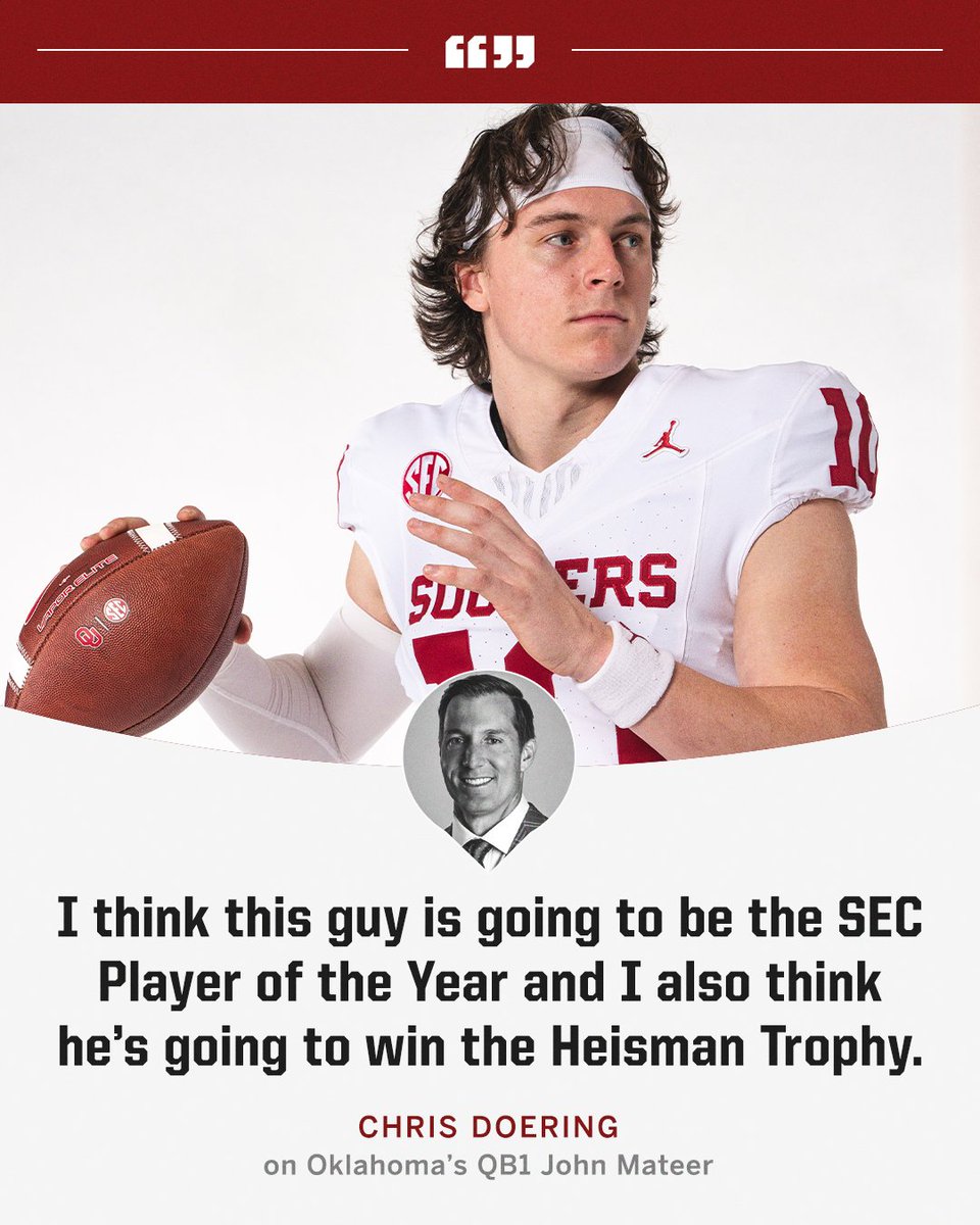.<a href="/ChrisDoering/">Chris Doering</a> is ALL IN on Oklahoma's John Mateer 👀

📸 <a href="/OU_Football/">Oklahoma Football</a>