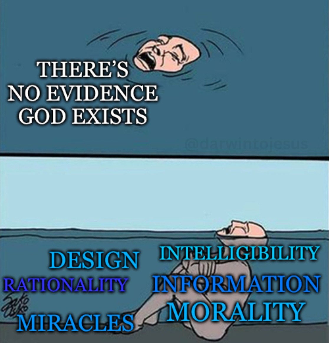 darwintojesus's tweet image. Drowning in ignorance