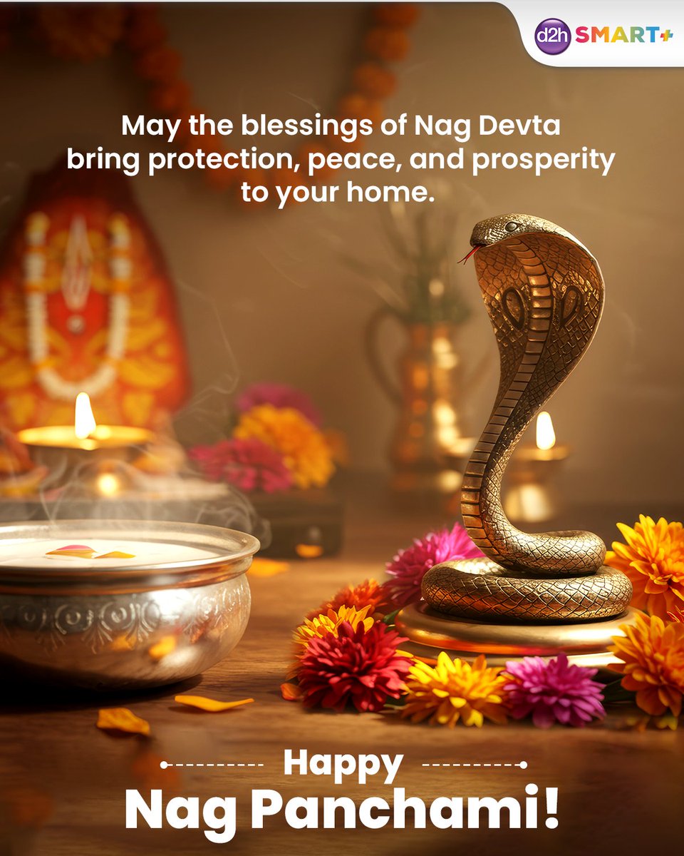 This Nag Panchami, let’s honour the ancient bond between nature and spirituality. 🌿✨
Wishing you a day filled with devotion, harmony, and blessings.
.
.
#d2h #DirectToHeart #d2hSmart+ #Topical #Wishing #NagPanchami #SpiritualTraditions #NagDevta #BlessingsAndFaith